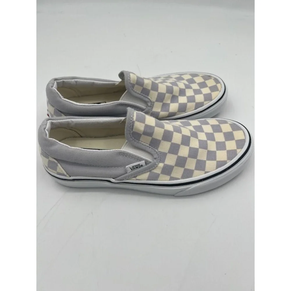 Vans Slip On Sneakers Kids 3.5 Grey Checkerboard Good Classic Canvas Skate Shoes
